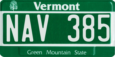 VT license plate NAV385