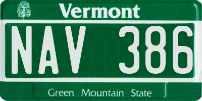 VT license plate NAV386