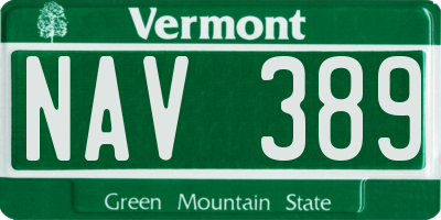 VT license plate NAV389