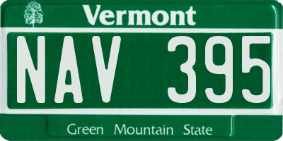 VT license plate NAV395