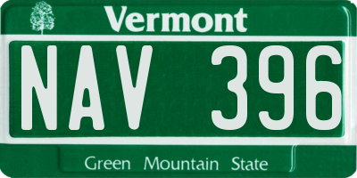 VT license plate NAV396