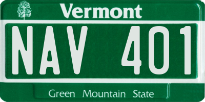 VT license plate NAV401