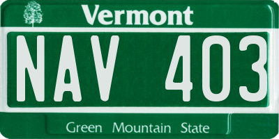 VT license plate NAV403