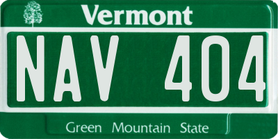 VT license plate NAV404