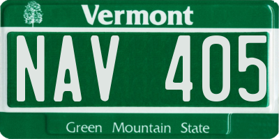 VT license plate NAV405