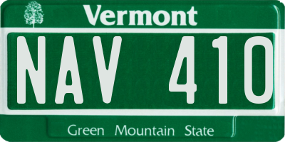 VT license plate NAV410