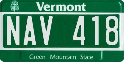 VT license plate NAV418
