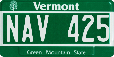 VT license plate NAV425