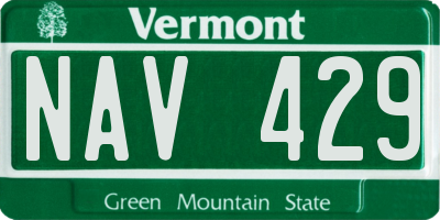 VT license plate NAV429