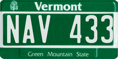 VT license plate NAV433