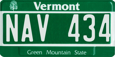 VT license plate NAV434