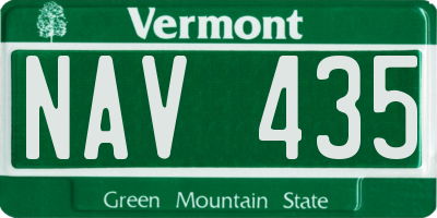 VT license plate NAV435