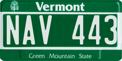 VT license plate NAV443