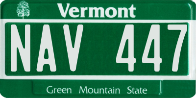 VT license plate NAV447