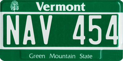 VT license plate NAV454