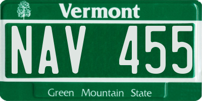 VT license plate NAV455