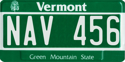 VT license plate NAV456