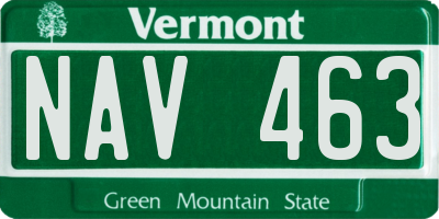 VT license plate NAV463