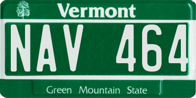 VT license plate NAV464