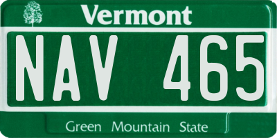 VT license plate NAV465
