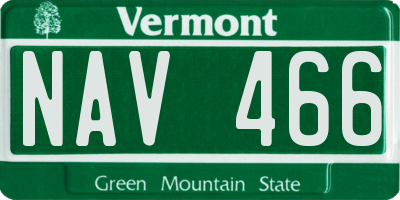 VT license plate NAV466
