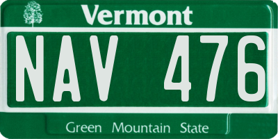 VT license plate NAV476