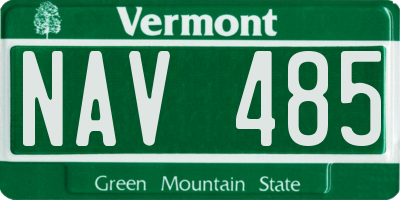 VT license plate NAV485