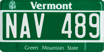 VT license plate NAV489