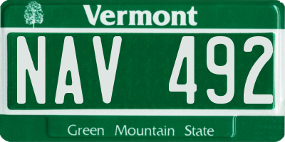 VT license plate NAV492