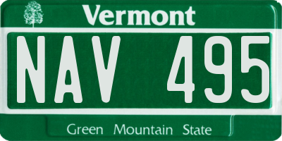 VT license plate NAV495