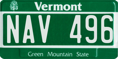 VT license plate NAV496