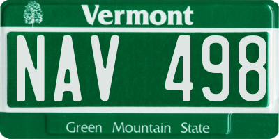 VT license plate NAV498