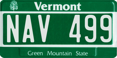 VT license plate NAV499