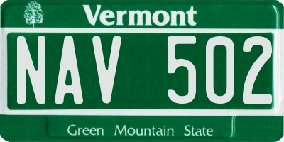 VT license plate NAV502