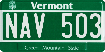 VT license plate NAV503
