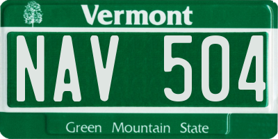 VT license plate NAV504