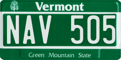 VT license plate NAV505