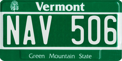 VT license plate NAV506