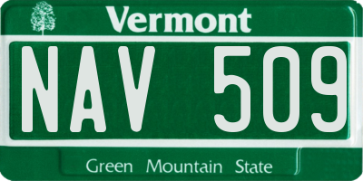 VT license plate NAV509