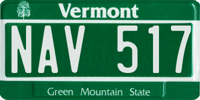 VT license plate NAV517