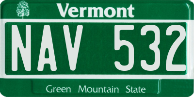 VT license plate NAV532