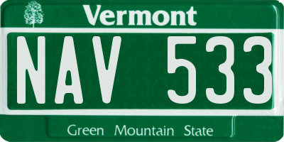 VT license plate NAV533