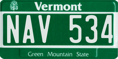 VT license plate NAV534