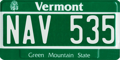 VT license plate NAV535
