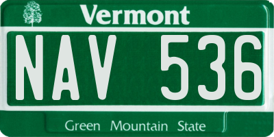 VT license plate NAV536
