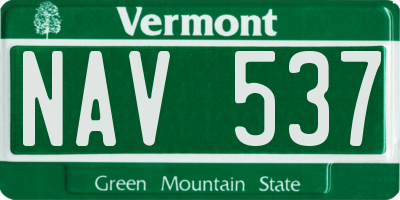 VT license plate NAV537