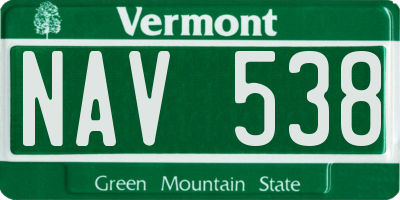 VT license plate NAV538