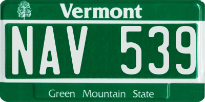 VT license plate NAV539