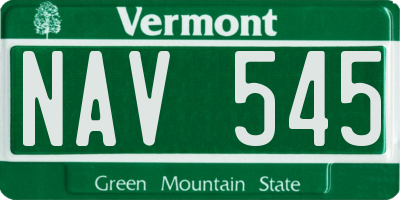 VT license plate NAV545