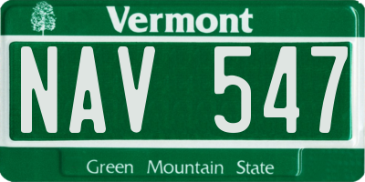 VT license plate NAV547